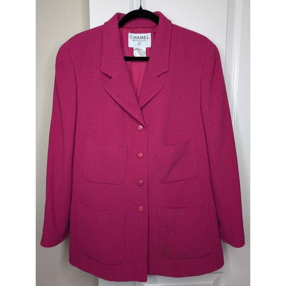 CHANEL Jackets & Blazers - CHANEL Wool Jacket Blazer Hot Pink size 48 with 4 Front Pockets